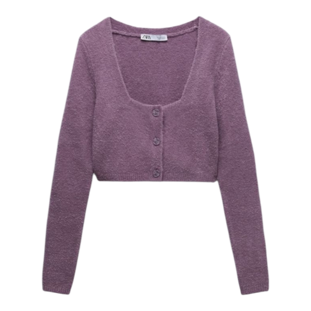 🌟NWOT Zara Mauve Cropped Cardigan